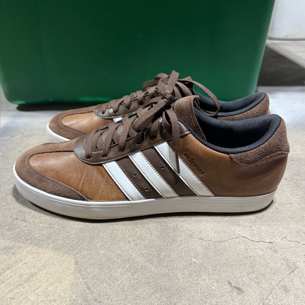 Adidas Adicross Leather Spikeless Golf Shoes Brown/White Men's Size 13 - Picture 5 of 16